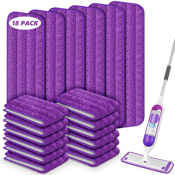 SUGARDAY 18 Pack Reusable Mop Pads Compatible with Power Mop, Microfiber Mop Replacement Refills Machine Washable for All Floor Surfaces