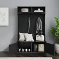 thumbnail image 3 of Emma + Oliver 40" Wide Hallway Tree with Storage Bench, Coat Hooks, and Upper Storage Compartments in Black, 3 of 14