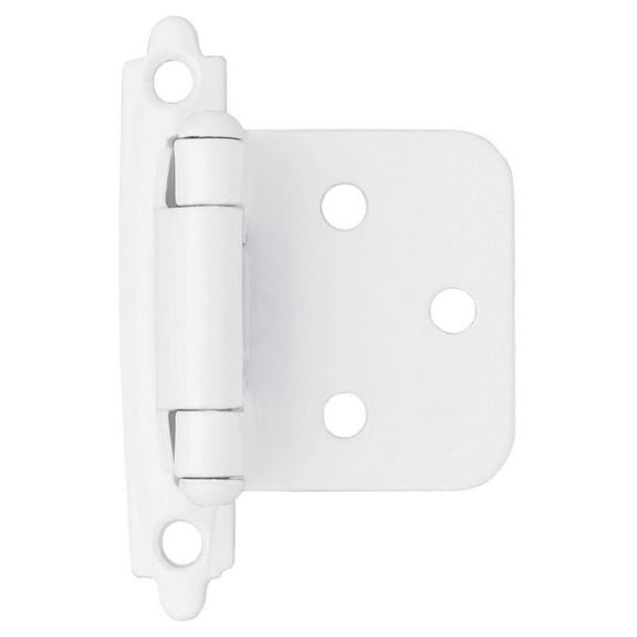 50 Pack (25 Pairs) Face Mount Self Closing Variable Overlay Cabinet Hinges, White