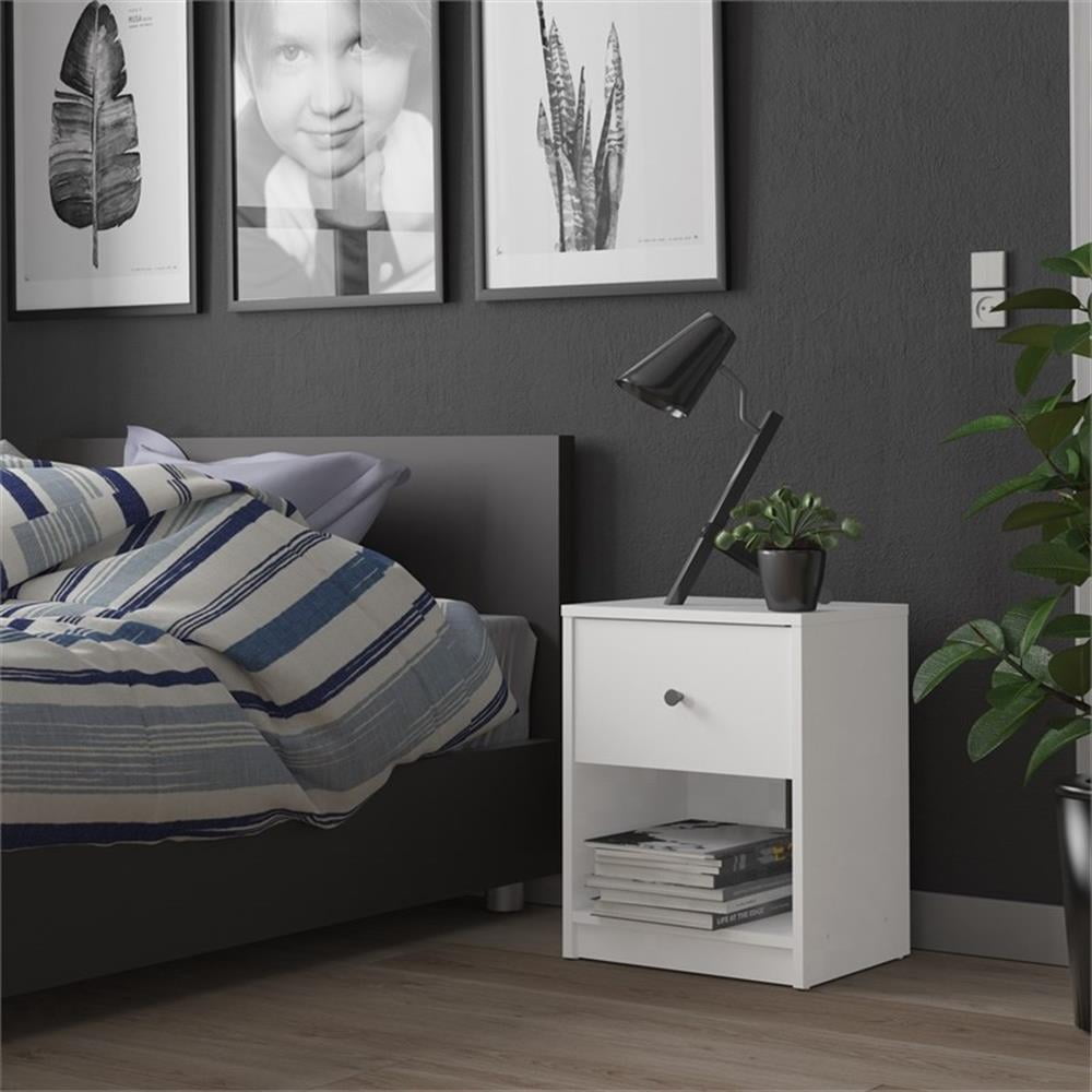 Pemberly Row 3 Piece Modern Wood Dresser and Nightstand Bedroom Set in White