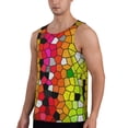 thumbnail image 2 of Easygdp Colorful Tie Dye Stained Glass 1 Men's Tank Top, Sleeveless Muscle T Shirts, Breathable, Quick-Dry, Loose for Gym, Running, Fitness - Medium, 2 of 9