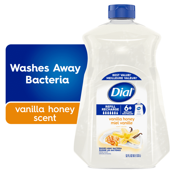Dial Liquid Hand Soap, Vanilla Honey Scent, 1.53 Litres, Dermatologist Tested, pH Balanced, Free from Silicones, Parabens, Phthalates, SLES/SLS