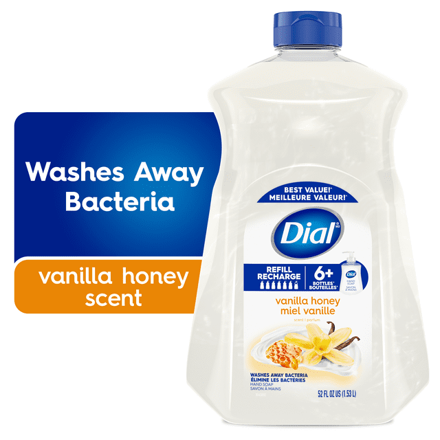 Dial Liquid Hand Soap, Vanilla Honey Scent, 1.53 Litres, Dermatologist Tested, pH Balanced, Free from Silicones, Parabens, Phthalates, SLES/SLS