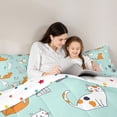 thumbnail image 5 of Castle Fairy Cute Animal Cats Twin Comforter Sets for Children,Teal Orange Bedding Set, 5 of 8