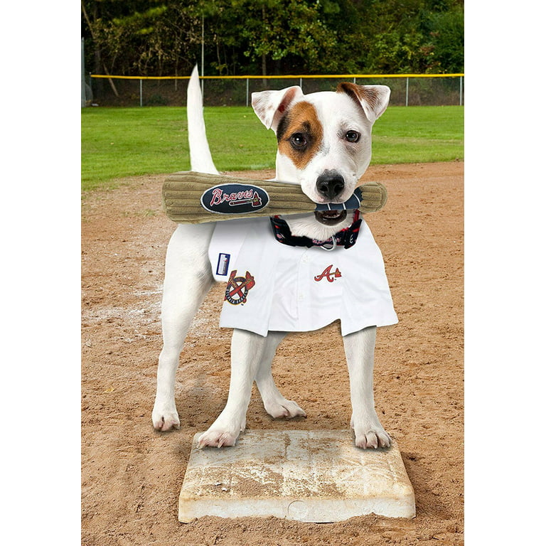 Pets First MLB Atlanta Braves BAT TOY for DOGS & CATS. 29 MLB Teams  available. - Plush PET TOY with inner SQUEAKER. Officially Licensed  Baseball BAT.