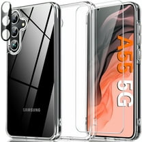 ANTSHARE for Samsung Galaxy A55 5G Case, Clear [Not-Yellowing] Galaxy A55 Case with Screen & Lens Protector, [10 FT Military Grade Protection] Slim Shockproof Phone Case for A55 5G, Clear