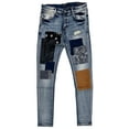 thumbnail image 2 of Embellish NYC Men's Rip & Repair Patchwork Distressed Skinny Fit Denim Jeans (30, Blue Stonewash), 2 of 3