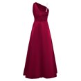 thumbnail image 4 of TiaoBug Girls' Sleeveless One Shoulder Rhinestone Satin Long Dress for Wedding Party Pageant Gown Burgundy 8, 4 of 5