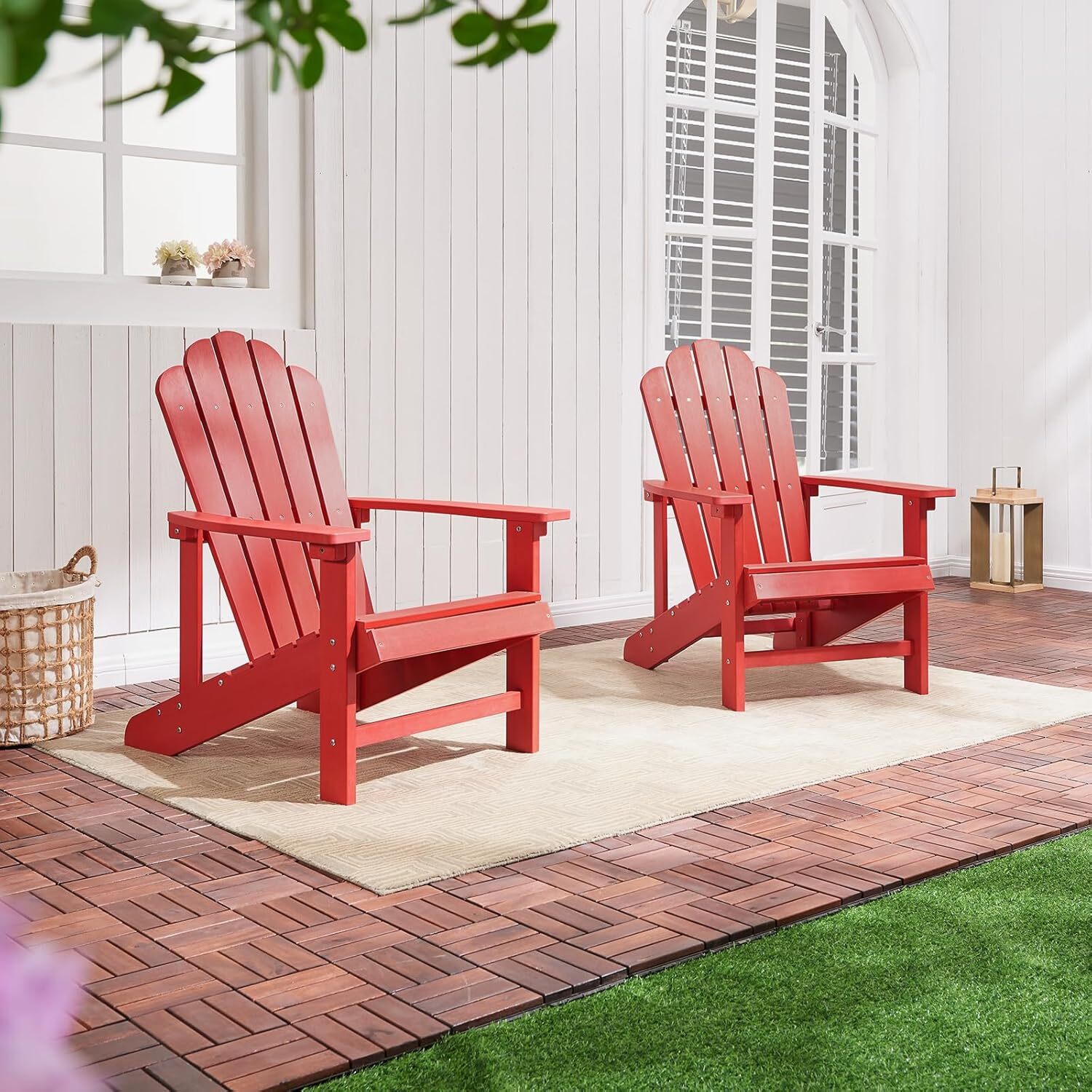 GONICHA Adirondack Chair,All-Weather Poly Lumber Fire Pit Chair for Patio Garden,Red