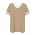 thumbnail image 5 of Molidfa Short Sleeve V-Neck Ringer Regular Pull-On Stretchable Daily Set-In Women's Short-Sleeve Shirts Solid Sports Set-In, 5 of 5
