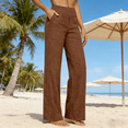 thumbnail image 5 of Kelon Yoga Pants, High Waisted Wide Leg Linen Pants for Women Trendy Flowy Lounge Pant Loose Fit Dressy Palazzo Trousers with Pockets, S, 5 of 6