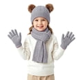 thumbnail image 6 of Sentuca Kids Winter Hat Gloves Scarf Set, Girls Boys Hat Beanie Pom Knitted Scarves Cute Bear Ear Warm Accessory Gray Size 3-12Y, 6 of 6