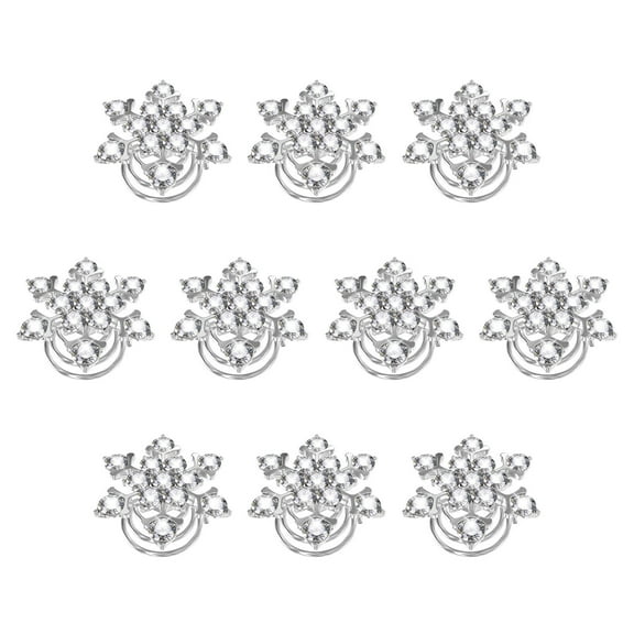 Mobestech 10Pcs Corrosion Resistant Rhinestone Hairpin Snowflake Hair Accessories for Women