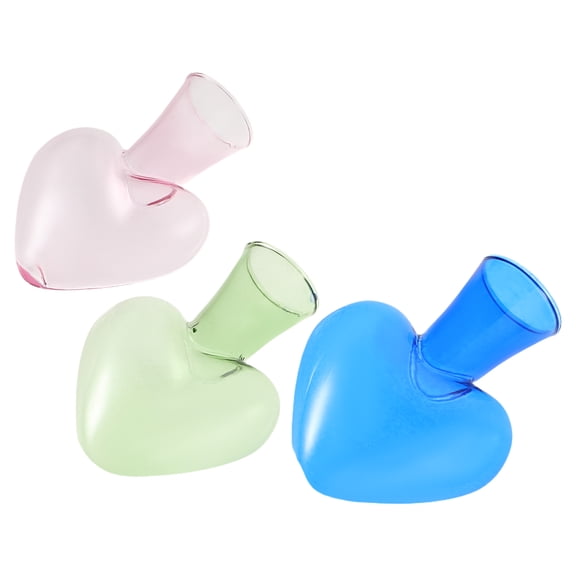 unbranded 3pcs Heart Shaped Glass Hydroponic Planter Transparent Flower Vase For Home Decor Desktop Planter For Indoor Plants Cute Tabletop Hydroponic Vase