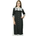 thumbnail image 1 of Bimba Kurta Kurti en Rayonne Noire pour Femmes Manches 3/4 Tunique Formelle Décontractée - Vêtement sur Mesure, 1 of 6