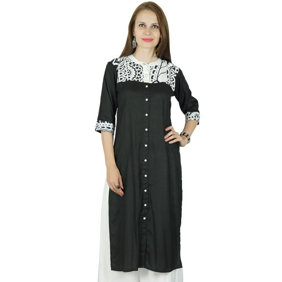 Bimba Women Rayon Kurta Kurti 3/4 Sleeve Formal Tunic- Custom Stitch Clothing