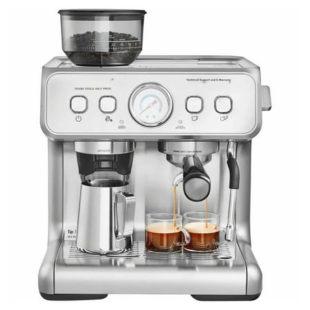 Espresso Machine with Grinder, 15 Bar Semi-Automatic Coffee Maker, Milk Frother, PID Control