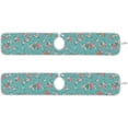 thumbnail image 3 of Coolnut 2 Pack Faucet Mat Splash Guard for Kitchen Sink, Flowers Botanical Rose Turquoise Faucet Handle Drip Catcher Tray Absorbent Mat Fast Dry Mat for Kitchen, Bathroom, 14"x5", 3 of 7