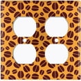 thumbnail image 2 of Metal Light Switch Wall Plate Outlet Cover (Coffee Espresso Mocha Bean Orange Pattern - Double Duplex), 2 of 2