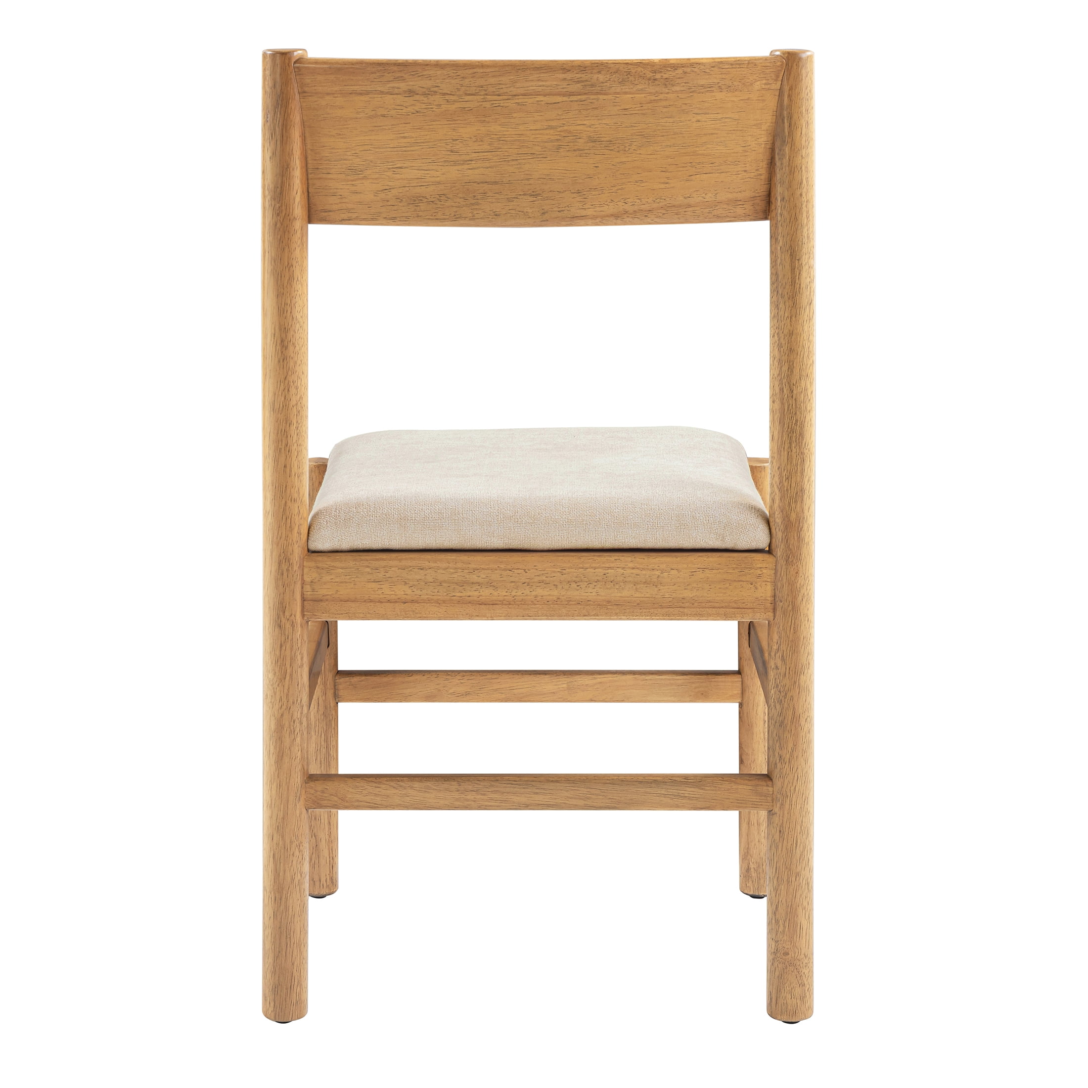 Mainstays Dowel Upholstered Dining Chairs, 2-Pack, Natural Teak Finish with Cream Fabric Seat for Indoor