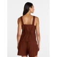 thumbnail image 4 of Time and Tru Women's Linen Blend Button Front Tank Top with Adjustable Straps, Sizes XS-XXXL, 4 of 6