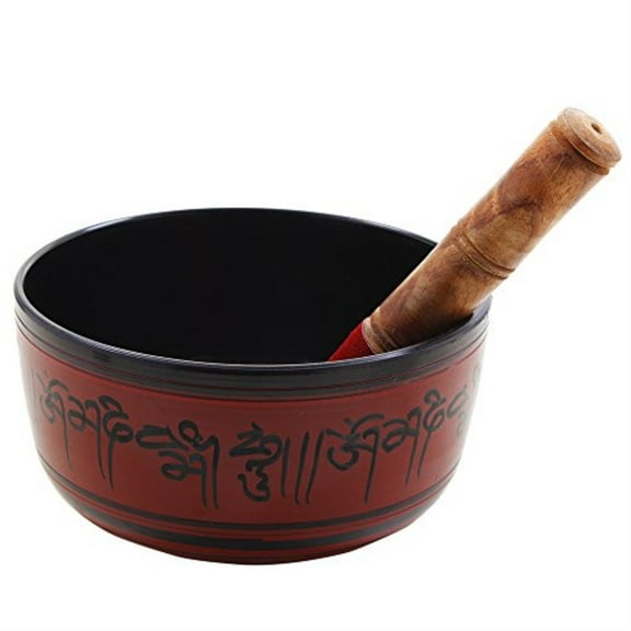 Store Indya Hand Painted Metal Tibetan Singing Bowl Set, 7 Inch Musical Instrument Chakra with Wooden Stick Mallet, For Meditation, Yoga, Spiritual Healing, and Stress Relief, Mental Health Gifts