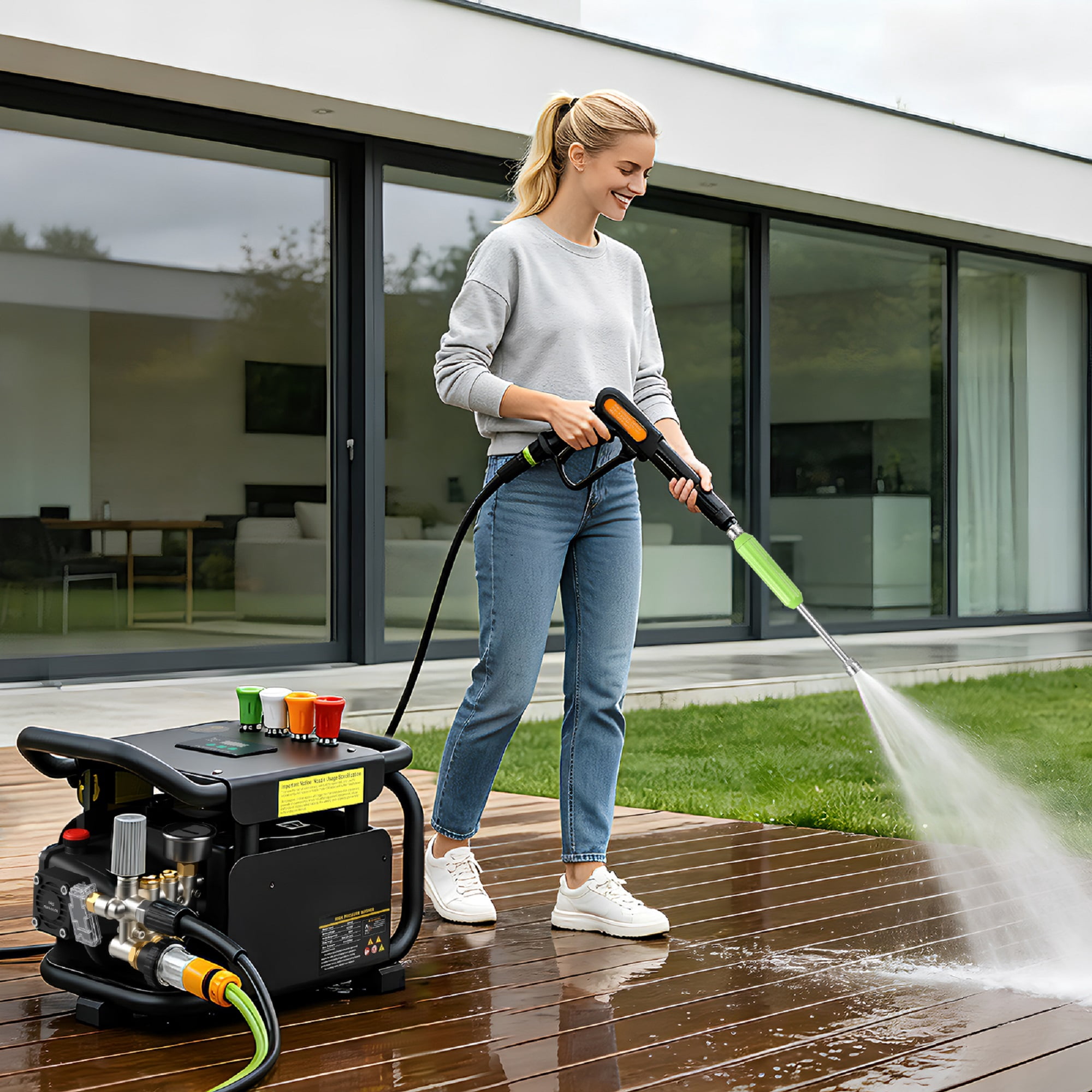 Pressure Washer, 2100PSI 3.17GPM 40ft Hose 7 Nozzles Commercial High Pressure Washer for Cars Fences Driveways Patios