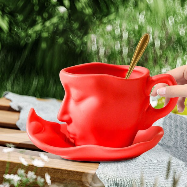 Puntoco Liquidación de artículos de cocina Regalo de boda para el día de San Valentín Taza de café de cerámica con cara Una taza Un chasis