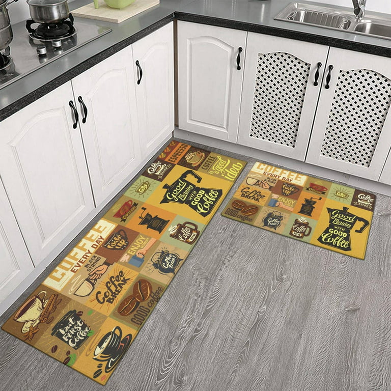 3 Pcs Kitchen Rug Set Non Skid Thick Black Kitchen Rugs and Mats Stain  Resistant Anti Fatigue Mats for Kitchen Microfiber Floor Non Slip Backing  Mat