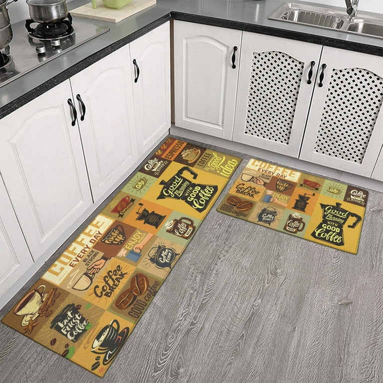 Sunflower Kitchen Rugs and Mats Set of 2 Pieces Non Skid Washable Non-Slip  Backing Anti Fatigue Kitchen Mat Microfiber Kitchen Runner Rugs for Home  Kitchen 17x47.2+17x23.6 