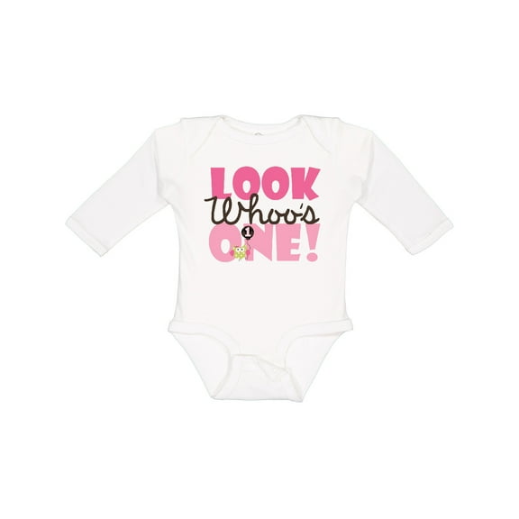 Inktastic Look Who is One Owl Girls Long Sleeve Baby Bodysuit