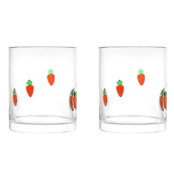 Yippzo 2 Pcs Easter Icon Juice Glasses Easter Stemless Wine Glasses Carrot Double Old Fashion Drinking Cups for Spring Holiday Drinks Party Supplies Gifts