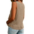thumbnail image 2 of Women V Neck Ruffle Hem Tank Top Sleeveless Flowy Peplum Blouse Casual Khaki XL, 2 of 7