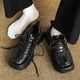 thumbnail image 5 of Zapatos de cuero de verano para hombre, zapatos formales de punta cuadrada con suela gruesa, zapatos negros pequeños informales de estilo británico, 5 of 5