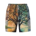 thumbnail image 4 of Lsque Mens Swim Trunks Seasonal Tree Reflection Pattern - Bathing Suit Compression Liner - Beach Swim Shorts Swimwear - (S-3XL) - Stretch Quick Dry -3X-Large, 4 of 9