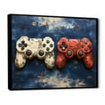 thumbnail image 2 of Designart "Red and White PS Video Game Controllers" Fashion Framed Wall Art - Modern White Video Games Entryway Framed Wall Art Print, 2 of 6
