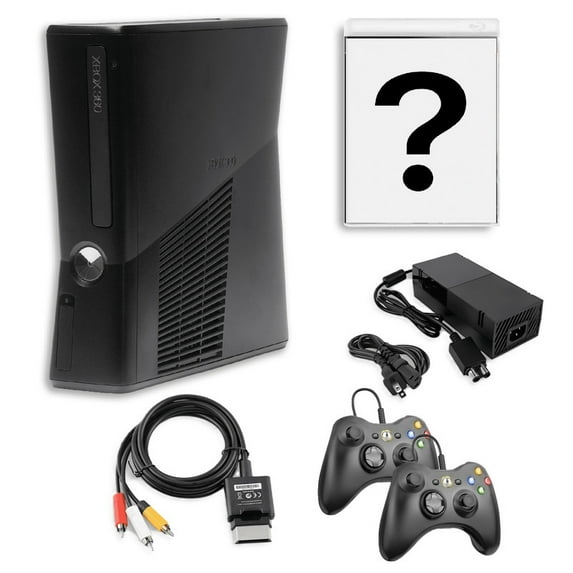 Restored Xbox 360 S 4GB Game Console Black with Bonus Game and 2 Retrofam Black Controllers (Refurbished)