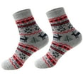 thumbnail image 2 of Women's Socks Christmas Socks Womens Winter Reindeer Wave Pattern Thickened Mid-Calf Soft Combed Cotton Socks Thickened Socks,Gray Women's Accessories Socks, 2 of 3