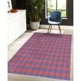 thumbnail image 4 of Plaid Decorative Rug, Lumberjack Fashion Buffalo Checks Pattern Retro Style Grid Composition, Quality Carpet for Bedroom Dorm and Living Room, 6 Sizes, Vermilion and Sea Blue, by Ambesonne, 4 of 4