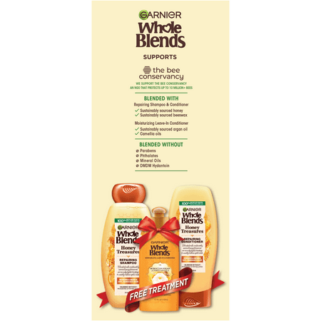 ($16 Value) Garnier Whole Blends Shampoo, Conditioner and Treatment for Damaged Hair, 1 Kit