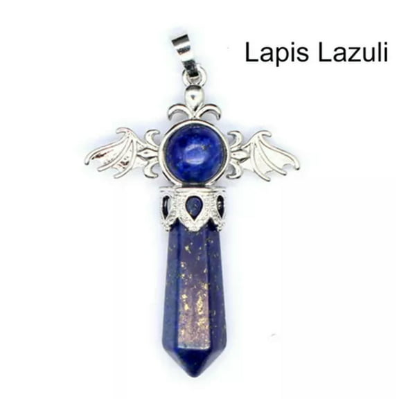 Natural Angel Wing Crystal Point Hexagonal Column Pendant Bead Stone Healing New