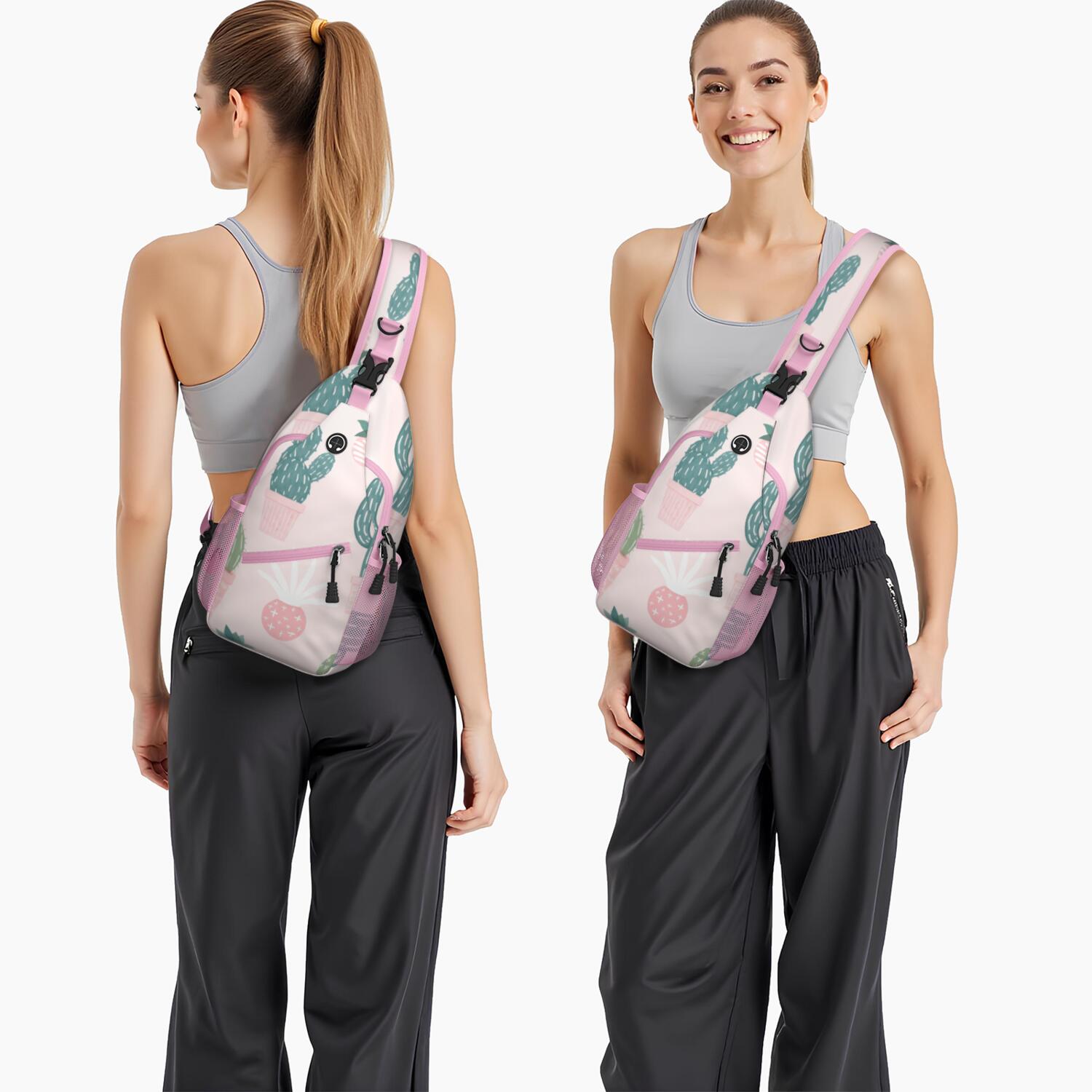 Sling Backpack Crossbody Shoulder BagTravel Sling Bag for Hiking Dating Gym Cycling Working Cactus