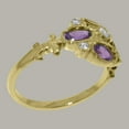 thumbnail image 3 of LBG British Made 18k Yellow Gold Womens Ring Synthetic Cubic Zirconia & Natural Amethyst Statement Ring - 33 size options - Size 7.5, 3 of 6