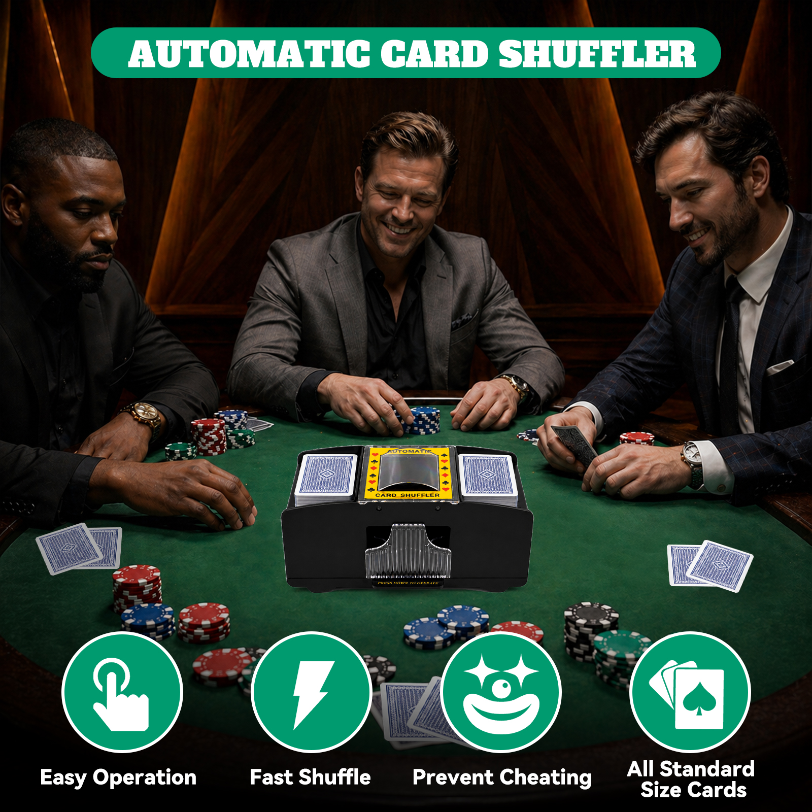 INCTUO Automatic Card Shuffler, 2-Deck Capacity photo 6