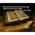 thumbnail image 2 of ArtsyQuotes 14x12 Black Ornate Wood Framed with Double Matting Museum Art Print Titled - Bible Verse Quote Psalm 119:165, Vincent van Gogh - Still Life with Bible, 2 of 4