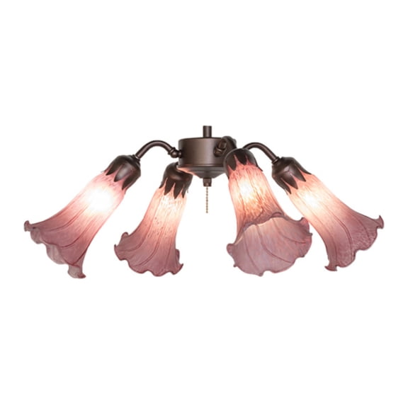 Meyda Tiffany 261509 Lavender Tiffany Pond Lily 19" Wide 4 Light Ceiling Fan Light Kit -