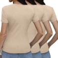 thumbnail image 4 of Camiseta básica de manga corta ajustada para mujer: camiseta de poliéster ajustada, top informal de verano, tallas S-XXL, estampado floral, apta para múltiples ocasiones, 4 of 6