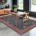 thumbnail image 3 of Hazo Haus Washable Navy Blue Living Room Rug, 7x10 Area Rug for Bedroom, Dining Table Rugs - Low Pile Non-Slip Rubber Backing Stain Resistant Rug - Aethestic Boho Home Decor, 3 of 7