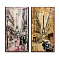 thumbnail image 2 of Designart "Nostalgic Vintage Collage of Paris V" City Paris Framed Wall Art Set Of 2 - Traditional Pink Framed Canvas Set For Living Room Decor, 2 of 6