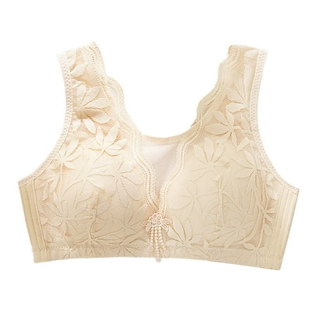 Audhol Bras for Women Autumn And Winter New Lace Bra on The Support Gathered Side To Adjust The Type of Non Ring in The Thick Sexy Underwear Female No Underwire Seamless Push Up Everyday Bras Beige 40